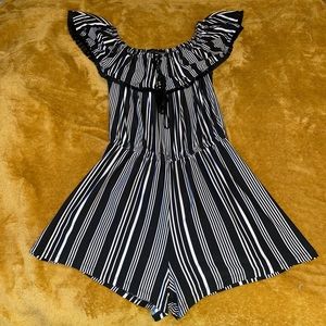 Black and white striped romper